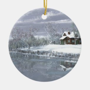 Décoration En Céramique Hiver au lac