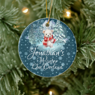 Décoration En Céramique Hiver Onederland First Christmas mignon Ours bleu