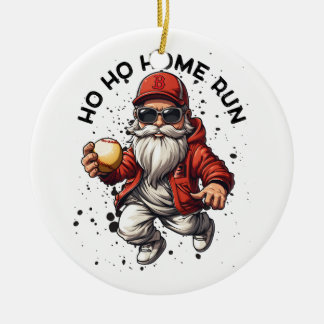 Décoration En Céramique Ho Ho Home Run Baseball Père Noël