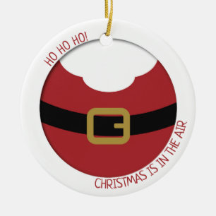 Décoration En Céramique HO, oh ! Père Noël rouge ventre avec ceinture et b