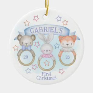 Décoration En Céramique Hochet Animaux Bébé Premier Noël de Bébé