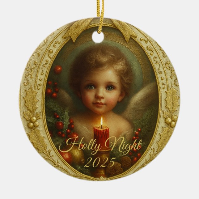 Décoration En Céramique Holly Night 2025 – Angel Keepsake Ornament  (Devant)