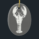 Décoration En Céramique Homard blanc sur gris / gris<br><div class="desc">Ornement dans un croquis numérique d'un homard en blanc sur un arrière - plan gris/gris foncé</div>