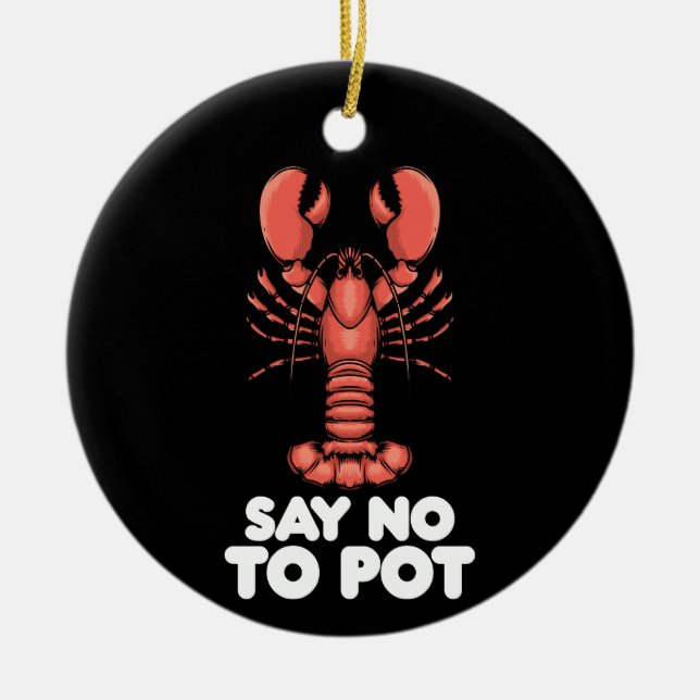 Décoration En Céramique Homard dit non au pot (Devant)