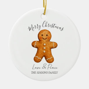 Décoration En Céramique Homme en pain d'épice à l'aquarelle Joyeux Noël