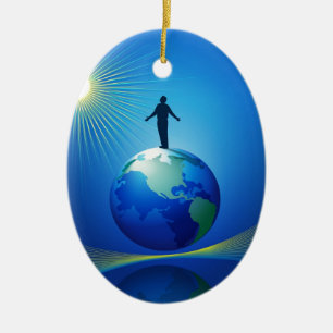 Décoration En Céramique Homme sur le globe