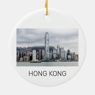 Décoration En Céramique Hong Kong Island Skyline Retro Cityscape Vintage