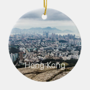 Décoration En Céramique Hong Kong Lion Rock Hill Skyline Panorama Souvenir