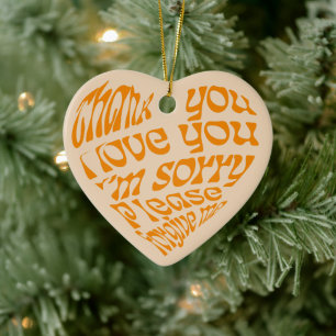Décoration En Céramique Ho'oponopono Texte en forme de coeur Orange