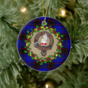 Décoration En Céramique Hume/Home Clan Badge & Tartan Personnalisé Noël