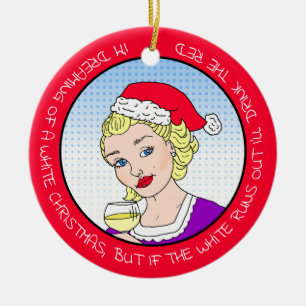 Décoration En Céramique Humour de vin drôle Rétro Dame Noël