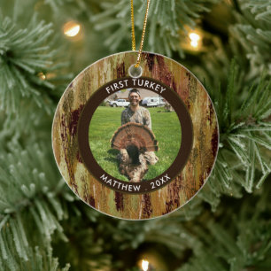 Décoration En Céramique Hunter FIRST TURKEY Photo Brown Green Personnalisé
