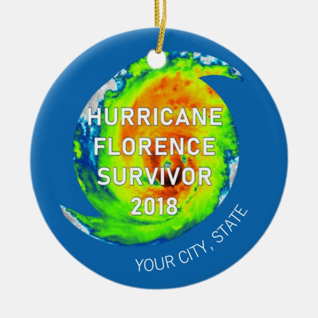 Décoration En Céramique HURRICANE FLORENCE SURVIVANT | Ville et État (Devant)