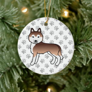 Décoration En Céramique Husky Sibérien Copper Chien de Dessin Animé Mignon
