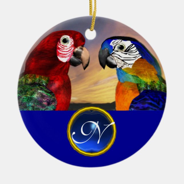 Décoration En Céramique HYPER PARROTS BLEU SAPPHIRE GEM MONOGRAM Aimer (Devant)
