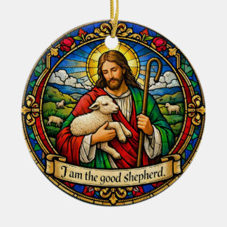 Décoration En Céramique I Am the Good Shepherd Round Ceramic Ornament