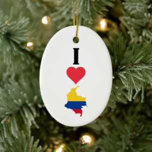 Décoration En Céramique I Love Colombia Vertical I Heart Country Carte du