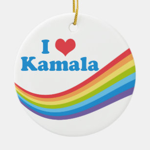 Décoration En Céramique I Love Kamala Harris Rainbow Wave