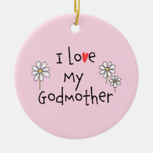 I Love My Godmère Photo Ornament en céramique