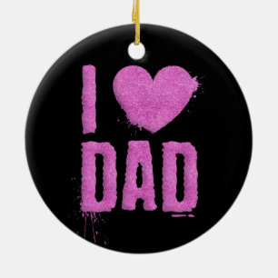 Décoration En Céramique I Love Papa Pink Parties scintillant Typographie
