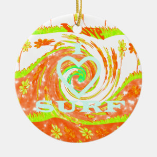 Décoration En Céramique I Love Surf : Belle Florale avec Cool Texte Art