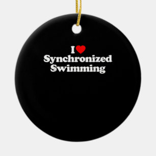 Décoration En Céramique I Love Synchronisé Natation Coeur Souvenir Amusant