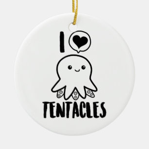 Décoration En Céramique I Love Tentacles T-shirt Cute Octopus Tee