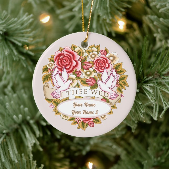 Décoration En Céramique I The Wed, l'ornement de mariage personnalisé (Arbre)