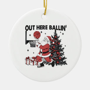 Décoration En Céramique Ici on joue au basket Sport Noël Christmas