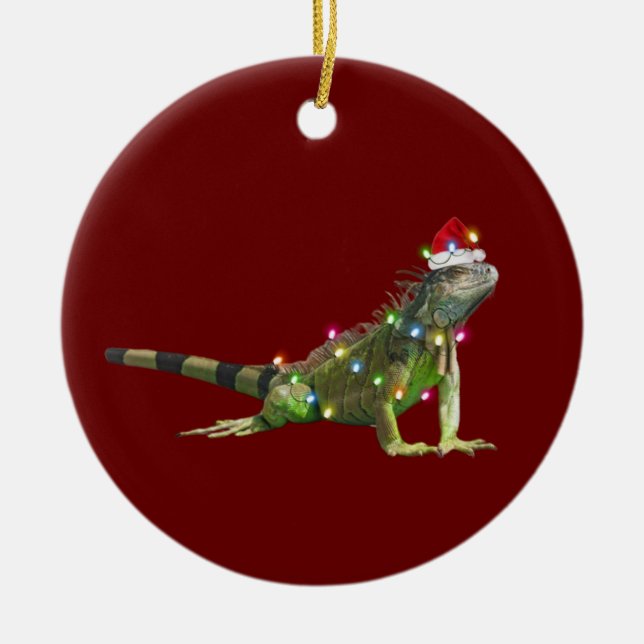 Décoration En Céramique Iguanas Avec Casquette Scaft Noël (Devant)