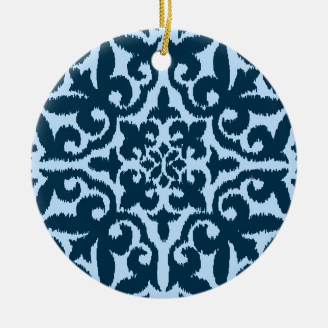 Décoration En Céramique Ikat damask pattern - Dark Indigo and Light Blue (Devant)