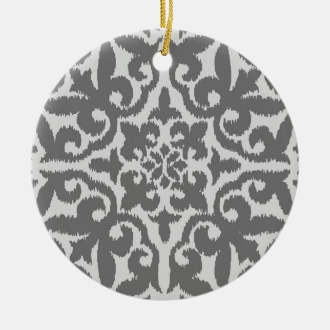 Décoration En Céramique Ikat damask pattern - gris clair et gris moyen (Devant)