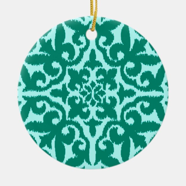 Décoration En Céramique Ikat damask pattern - Turquoise et Aqua (Devant)