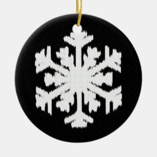 Décoration En Céramique Ikat Snowflake - Noir et blanc