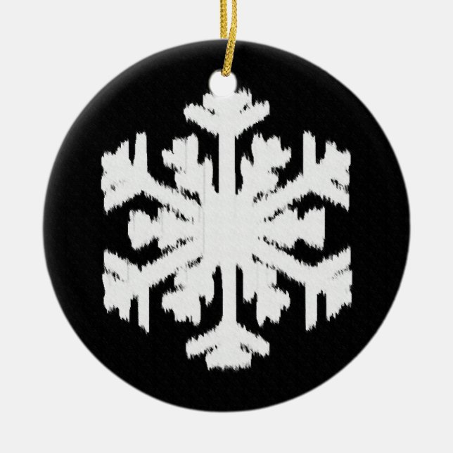Décoration En Céramique Ikat Snowflake - Noir et blanc (Devant)