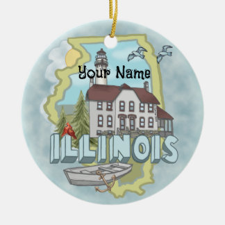 Décoration En Céramique Illinois Lighthouse nom personnalisé