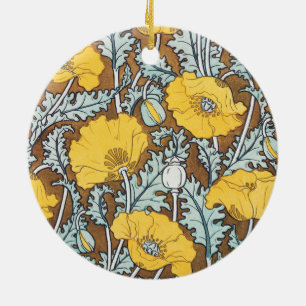 Décoration En Céramique illustration d'art de pavot fleur jaune
