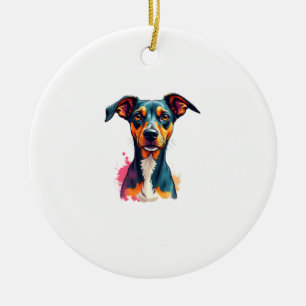 Décoration En Céramique Illustration d'art pop de portrait de chien coloré