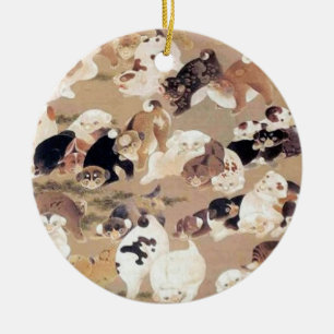 Décoration En Céramique Illustration de Cent Chiens par Ito Jakuchu