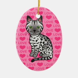 Décoration En Céramique Illustration de chat Egyptian Mau argenté