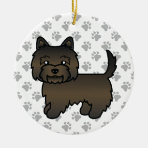 Décoration En Céramique Illustration de chien Cairn Terrier Bringé foncé &
