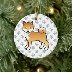 Décoration En Céramique Illustration de chien de dessin animé mignon Shiba