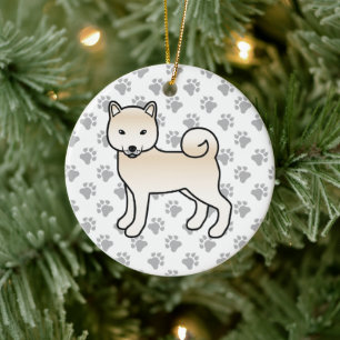 Décoration En Céramique Illustration de chien de dessin animé mignon Shiba