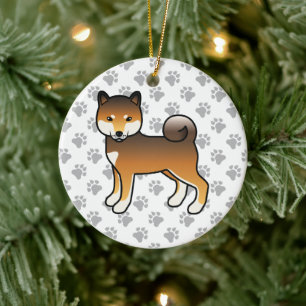 Décoration En Céramique Illustration de chien de dessin animé Shiba Inu au