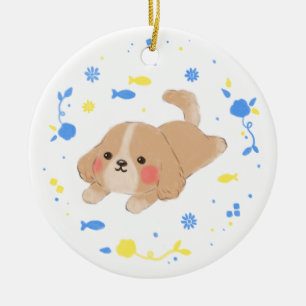 Décoration En Céramique Illustration de chiot joyeux