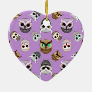 Décoration En Céramique Illustration de chouette mignonne sur fond violet