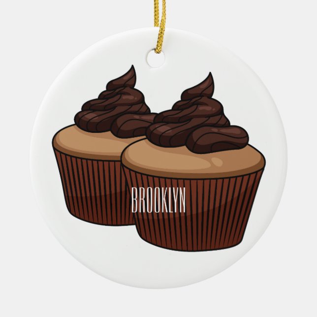 Décoration En Céramique Illustration de Cupcake (Devant)