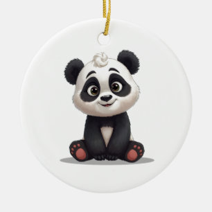 Décoration En Céramique Illustration de dessin animé d'ours panda assis