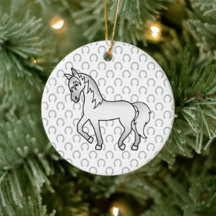 Décoration En Céramique Illustration de dessin animé mignon de cheval trot