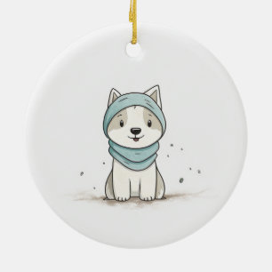 Décoration En Céramique Illustration de Husky Cozy - Chiot adorable en éch